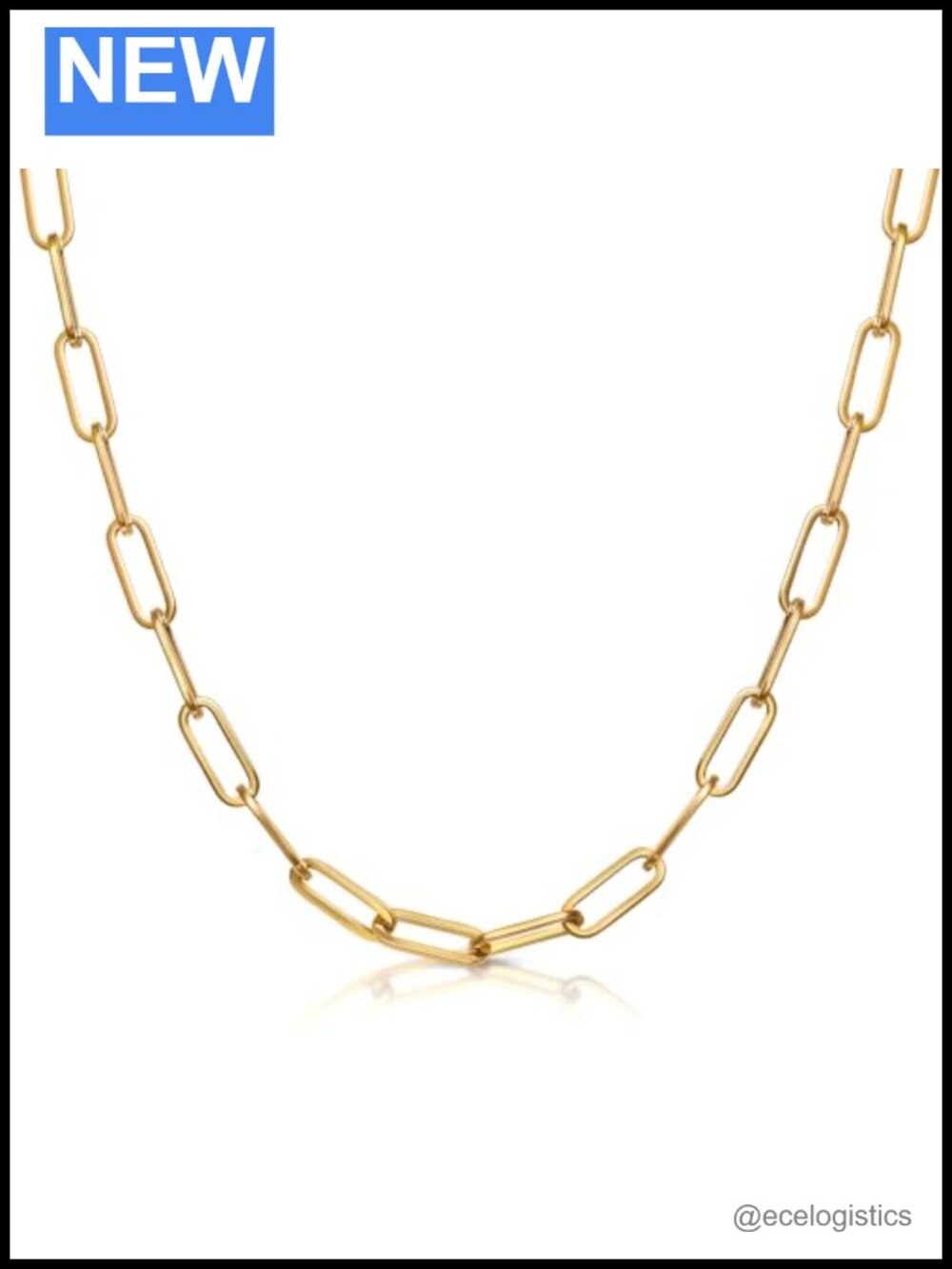 18K Gold Plated Stainless Steel Paperclip Necklace